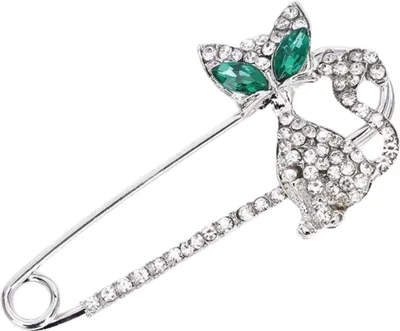 Produktbild von Silberbrosche mit Zirkonias, Katzenkätzchen, Anstecknadel, elegante Sicherheitsnadel