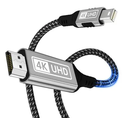 Produktbild von 4K Mini DisplayPort auf HDMI Kabel,[2K 60Hz,1080P@120Hz,Alugehäuse] For Thunderbolt 1/2(Mini DP) Geflochtenes Nylon HDMI Kabel Kompatibel mit MacBook Air,MacBook Pro,iMac,Surface Pro,XPS 2M