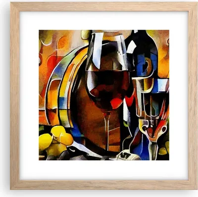 Produktbild von Gerahmtes Poster - Rahmen in heller Eiche - Wein Abstraktion - 30x30 cm - Wand Bild - Wanddeko - Wandbilder - Kunstposter - Wandposter - Bilderrahmen - Bilder - Kunstdruck - Wandbild - P2NAC30x30-3477