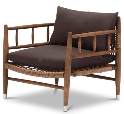 Immagine prodotto di Poltrona relax con struttura in legno e imbottitura morbida, design moderno, Immagine generata dall'IA