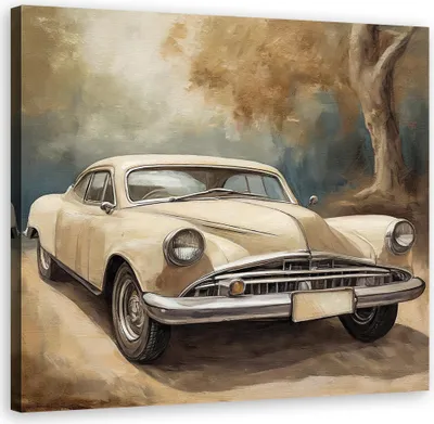 Produktbild von Leinwandbild Oldtimer im Vintage-Stil 40x40 Feeby Beige bild für die wand bereit zum aufhängen