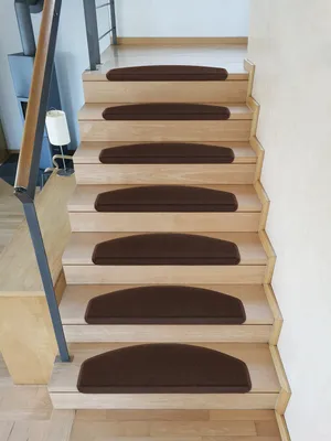 Produktbild von Metzker Stufenmatten Treppenmatten Uni Halbrund Sparset Kaffeebraun 15 Stück