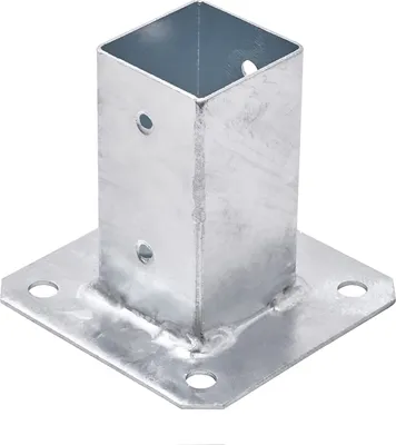 Produktbild von TRIBECCO® Aufschraubhülse für Vierkantholzpfosten Feuerverzinkt (50 x 50 mm) Pfosten Bodenhülse Zaunträger Hülse Bodenplatte Pfostenträger Anker