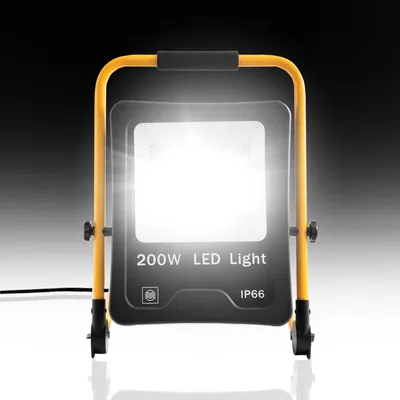 Obrázek produktu pro YARDIN LED stavební reflektor 200W studený bílý reflektor včetně stojanu a síťového kabelu, pracovní světla IP66 vodotěsný pracovní reflektor se zástrčkou