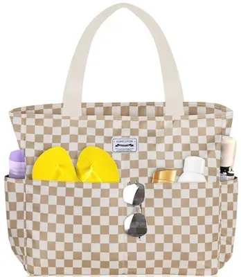 Productafbeelding van Grote Waterdichte Strandtas Dames - XXL Winkel- en Vakantietas met Rits