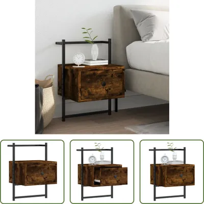 Produktbild von The Living Store Wand-Nachttisch Räuchereiche 35x30x51 cm Holzwerkstoff