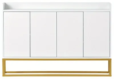 Productafbeelding van Dressoir - Ladekast - Opbergkast - Buffetkast - Wandkast - Modern Wit Met Gouden Accenten