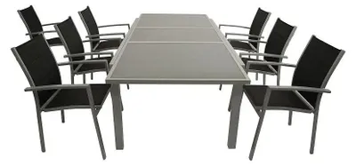 Produktbild von 7-teilige Garnitur 180/240 x 75 x 100 cm Aluminium Textilgewebe Glas Anthrazit