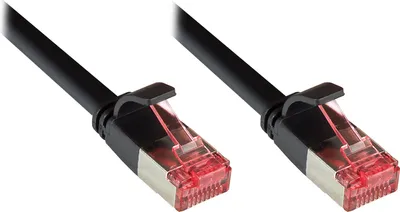 Produktbild von Patchkabel, Cat. 6, U/FTP, FLACHKABEL, PVC, CU, 250 MHz, schwarz, 5m, Good Connections®