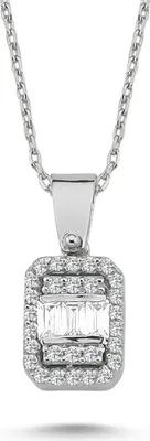 Produktbild von Baguette Diamant Halskette 14 Karat Weißgold