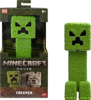Produktbild von Mattel Minecraft Große Actionfiguren, 30 cm große, bewegliche Creeper-Sammelfigur, inspiriert von Ein Minecraft Film, JFR66, [Mehrfarbig]
