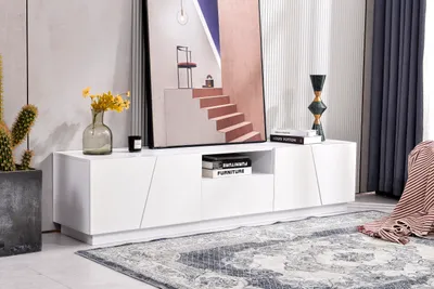 Image de OKWISH Meuble TV 170 cm - Design Élégant avec Tiroir et Rangement - Noir