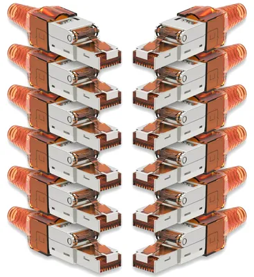 Produktbild von 12x Netzwerk Stecker CAT 7 Werkzeuglos RJ45 CAT7 Netzwerkstecker Netzwerkkabel