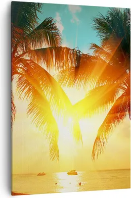 Produktbild von Bild auf Leinwand - Leinwandbild - Einteilig - Meer Palme Wasser - 70x100cm - Wand Bild - Wanddeko - Wandbilder - Leinwanddruck - Wanddekoration - Leinwand bilder - Wandbild - PA70x100-4018