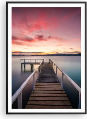 Produktbild von Gerahmtes Poster - Schwarzer Rahmen - Brücke Rosa Himmel - 70x100 cm - Wand Bild - Wanddeko - Wandbilder - Kunstposter - Wandposter - Bilderrahmen - Bilder - Kunstdruck - P2BPA70x100-4795