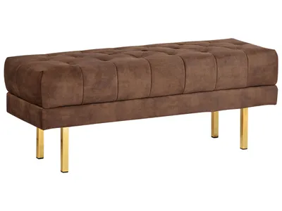 Produktbild von BELIANI Bettbank Dunkelbraun aus Samtstoff Gesteppt Knopfheftung 117 cm mit Goldenen Beinen Elegant Sitzbank für Schlafzimmer Flur Garderobe Wohnzimmer
