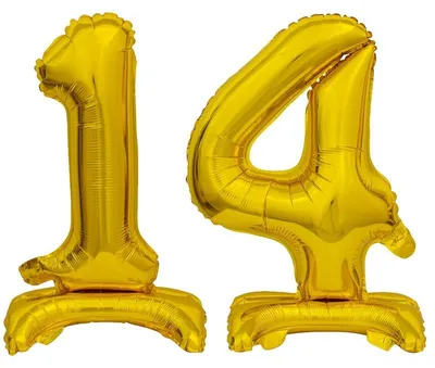 Produktbild von Stehender Folienballon Zahl 14 gold 38 cm 14. Geburtstag