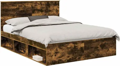 Imagen del producto de Estructura de cama vidaXL, roble ahumado, 150 x 200 cm, madera maciza de pino