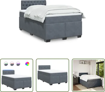 Produktbild von The Living Store Boxspringbett mit Matratze Dunkelgrau 120x190 cm Samt