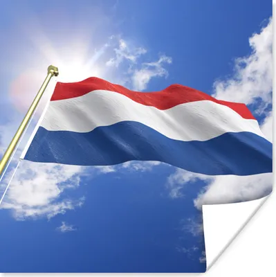 Produktbild von MuchoWow® Poster Die Flagge der Niederlande weht am Himmel 100x100 cm - Babyzimmer