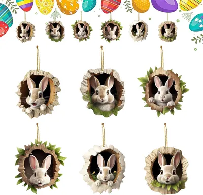 Imagen del producto de Adornos decorativos de Pascua, juego de 6 unidades, ideales para la decoración de Pascua
