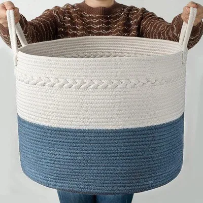Produktbild von Blauer großer Wäschekorb 56x56x36 für Kinderzimmer