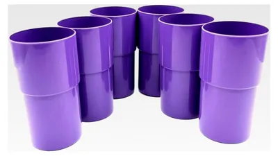 Produktbild von 6 Stück Trinkbecher 330 ml, violett, aus Kunststoff, Mehrweggeschirr