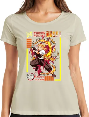 Produktbild von Kyojuro Rengoku Demon Slayer Kimetsu no Yaiba Flamme Hashira Damen T-Shirt, Natur, S