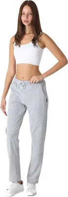 Produktbild von COMEOR Jogginghose Damen-Baumwolle Sporthose Lang - Sweatpants Frauen Freizeithose - Laufhosen Jogger - High Waist Trainingshose Geradem Bein Hose  elastischem Bund und Taschen Yogahose Hellgrau, L