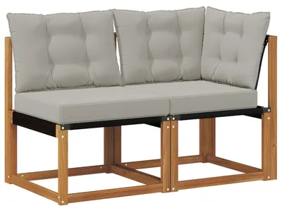 Zdjęcie produktu dla vidaXL Sofa narożna i środkowa z poduszkami 2 sztuki Naturalny