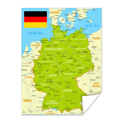 Obrázok produktu pre MuchoWow® Plagát - Farebná mapa Nemecka - 120x160