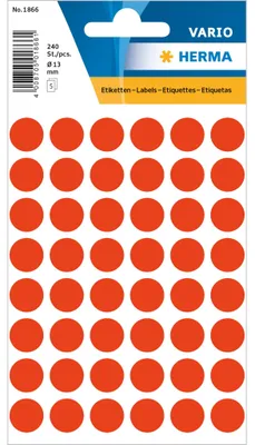 Produktbild von HERMA Multi-purpose labels ø 12mm luminous red 240 pcs., ø 12 mm