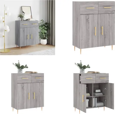 Zdjęcie produktu dla vidaXL Kredens szary Sonoma 69,5x34x90 cm Materiał drewnopochodny - Kredens - Kredensy - Kredens - Szafka do przechowywania