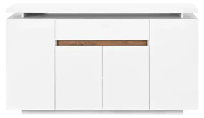 Immagine prodotto di Mobile contenitore - Cassettiera - Illuminazione a LED - 140 x 40 x 80 cm - 1 cassetto - 4 ante - Pannello truciolare - Bianco