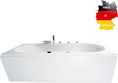 Produktbild von Basera BASIC Indoor Whirlpool Badewanne Palma 190 x 90 cm mit 12 Massagedüsen, Wasserfall, LED-Ambiente