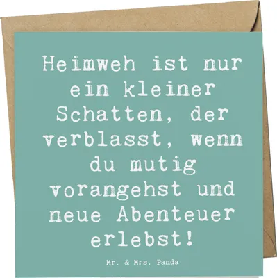 Produktbild von Mr. & Mrs. Panda Glückwunschkarte Spruch Heimweh überwinden Abenteuer erleben - Meeresbrise - Geschenk, Klappkarte, Ermutigung, doppelkarte, Grußkarte, Mutmacher, Trost