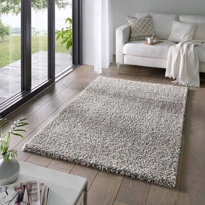 Zdjęcie produktu dla Dywani Unyqoos® o wysokim włosiu, kwadratowy, 250x250 cm – klasyczny szary, wykonany w 100% z miękkich włókien, gramatura 1750 g/m²