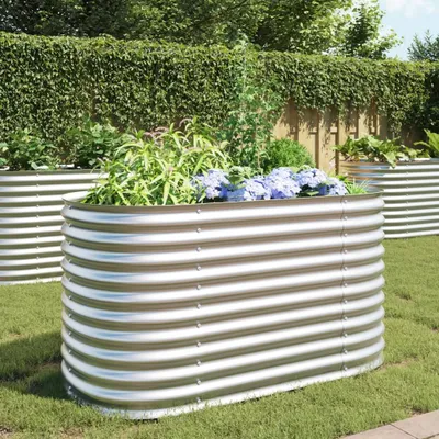 Produktbild von "2026 Promotion" Garten-Hochbeet - Pflanzkasten - 160x80x81 cm - Verzinkter Stahl Silbern - Beete CC26390