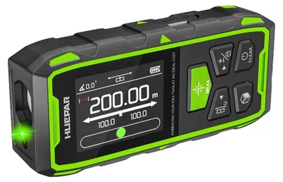 Obrázok produktu pre Laserový diaľkomer, dobre viditeľný laser, viacero režimov merania, 200 m