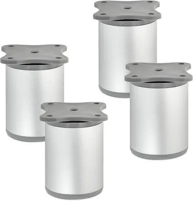 Produktbild von Famanu Möbelbeine Set von 4 - Höhenverstellbar, Aluminium Silber, 80-90mm