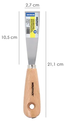 Image de Spatule avec manche en bois et lame en acier 30 mm. Spatule à plâtre, spatule à peinture, spatule pour plaques de plâtre, etc.