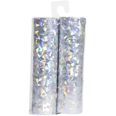 Produktbild von Luftschlangen Holographisch Silber 4m - 2 Stück