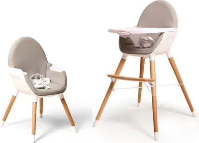 Image de WEBABY - Chaise haute évolutive pour repas bébé Blanc et Gris |2 hauteurs|Tablette amovible et réglable | Harnais de sécurité 5 points
