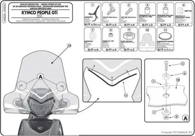 Produktbild von KYMCO People GTi 125-300 Windschutzscheibenhalterung (10-11)