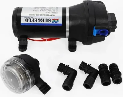 Obrázek produktu pro Vodní čerpadlo - Odstředivé čerpadlo - 12V DC - 40 PSI - Pro odpadní vodu - EU zástrčka - Přerušovaný provoz - Černá barva