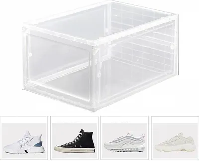 Image de 1 boîte à chaussures, bac de rangement pour chaussures, tiroir, bac en plastique transparent, empilable, bacs en plastique, boîtes à chaussures, 34 cm, 25 cm, 18 cm