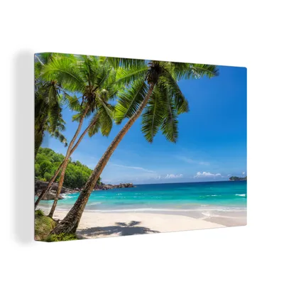 Obrázek produktu pro OneMillionCanvasses® Malba na plátně Nástěnná malba na plátně - Pláž - palma - moře - ostrov - 150x100cm