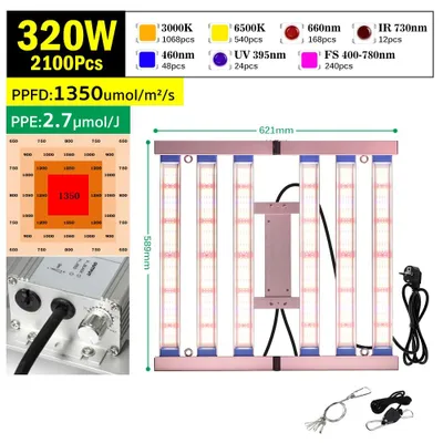 Obrázek produktu pro LED světlo pro rostliny, plnospektrální, vysoký výkon, 320 W