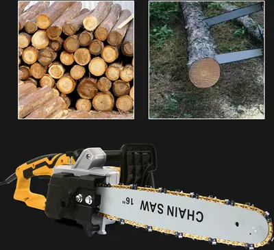 Image de Tronçonneuse électrique Tronçonneuse à une main Tronçonneuse à arbre 16" Travail du bois 400 tr / min 2000W