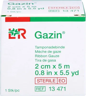 Produktbild von Gazin Mullbinde zur Tamponade steril 2 cm x 5 m, 1 St. Binde